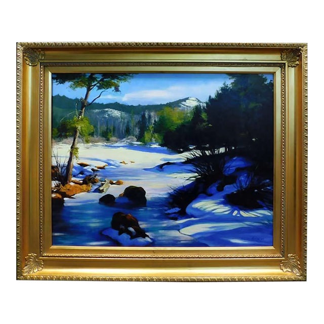 William Martin Original Oil Paintings on Canvas Framed Hand Signed Snow View For Sale