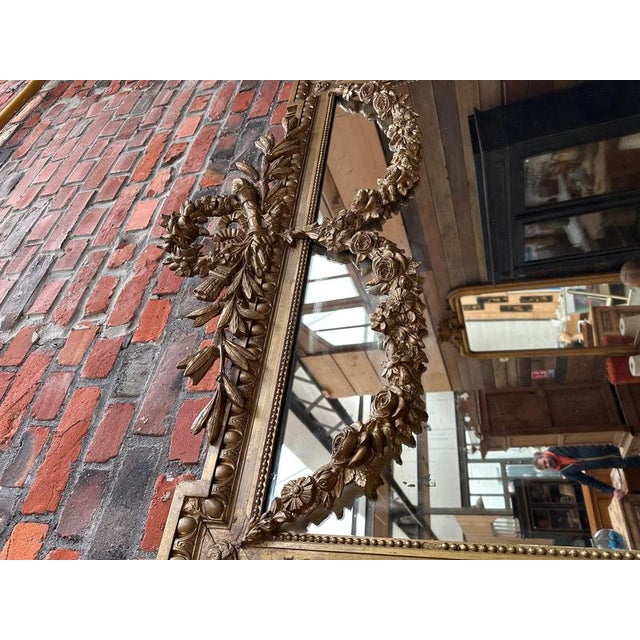 Wood Large Louis XVI Mirror For Sale - Image 7 of 13