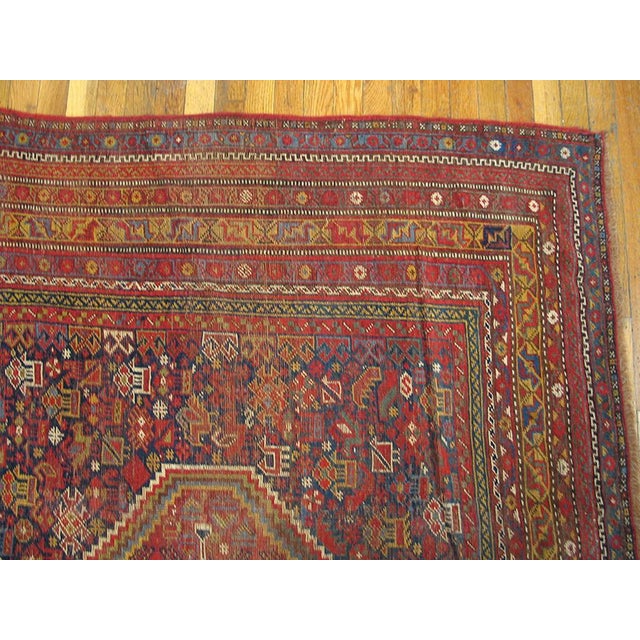 Persian 1930s Re Medallion Tribal Antique S Persian Ghashgaie Gallery Rug 6'6" X 14'4" Handknotted Wool Carpet For Sale - Image 3 of 6