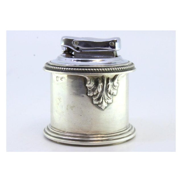 Metal Silver-Plated Built-in Lighter with Pearl Engraving and Friezes For Sale - Image 7 of 8