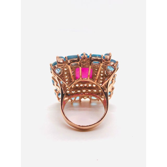 Bochic “Capri” Vintage Diamond, Ruby, Peridot & Citrine Ring - 18K Gold & Silver For Sale - Image 4 of 16