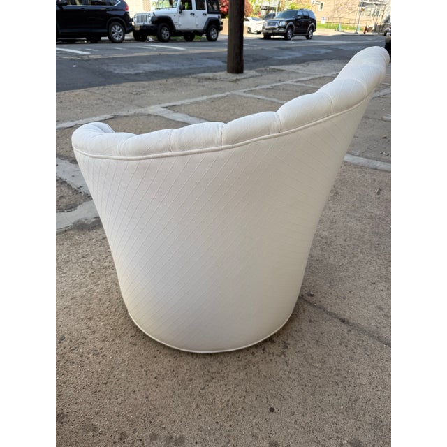 1980 White Shell Art Deco Style Swivel Chair For Sale - Image 4 of 6