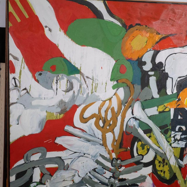 Pop Art Vintage Post-War Abstract Expressionist / Pop Art Oil on Canvas For Sale - Image 3 of 12