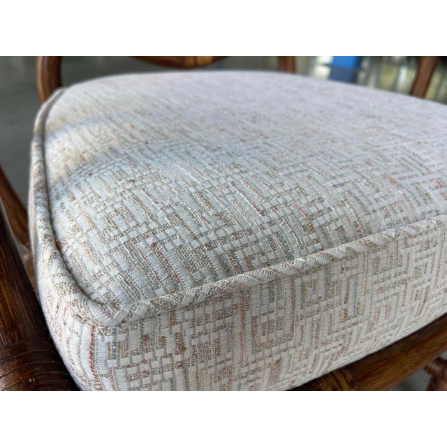 Newly Upholstered Vintage Rattan & Cane Oval-Back Dining Chairs | Set of 6 For Sale - Image 12 of 15