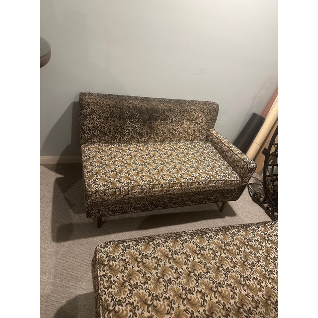 Vintage 1960s Mid-Century Modern American Sectional Sofa With Original Damask Upholstery For Sale - Image 9 of 12