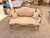 Rococo 1960s French Louis XV Rococo Canapac Loveseat Antique Green & Gold Gilt Wood Beige upholstery Settee For Sale - Image 3 of 8