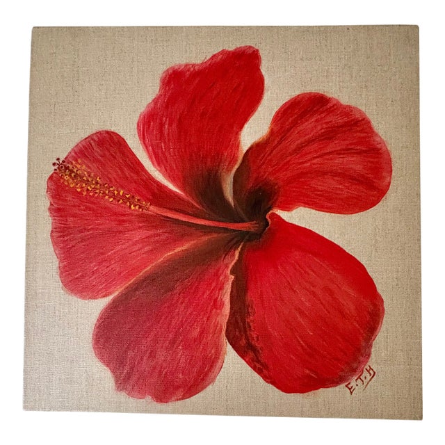 Modern Oil Painting - Fleur Rouge For Sale