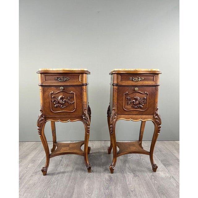 19th Century Louis XV Bedside Tables in Yellow Marble, Set of 2 For Sale - Image 10 of 10