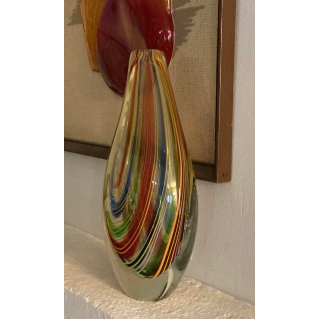 Murano Mid Century Modern Murano Glass Sommerso Bud Vase With Swirled Colors, - Italy Circa 50s 60s For Sale - Image 4 of 12