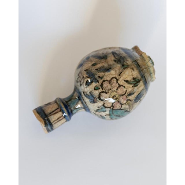 Ceramic Small Hand-Painted Ceramic Vase with Floral Pattern and Handle, 18th Century For Sale - Image 7 of 11