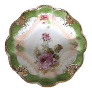 Vintage Gold Trimmed Porcelain Floral Bowl