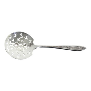 1917 Silver Plated Tomato Server Spoon, Adam Oneida Community Plate Pattern Vintage Large Slotted Serving For Sale