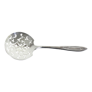 1917 Silver Plated Tomato Server Spoon, Adam Oneida Community Plate Pattern Vintage Large Slotted Serving