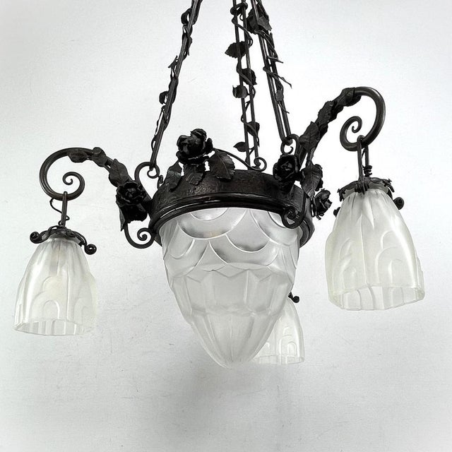 Art Deco Chandelier from Dégue, 1930s For Sale - Image 10 of 11