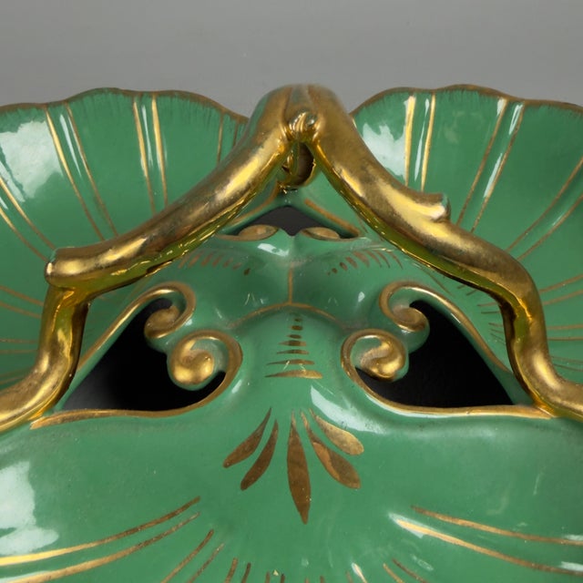 Gold Green Gold Shell Artistic Majolica Centerpiece by CAT G.T, 1960s For Sale - Image 8 of 12