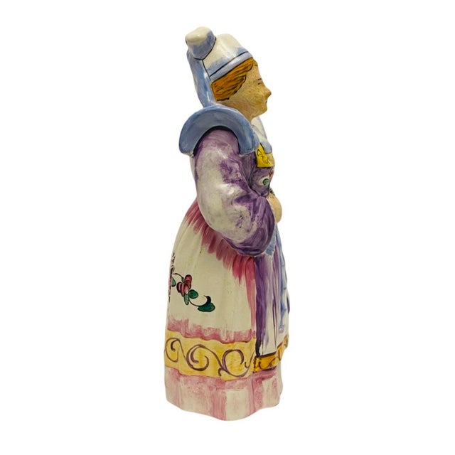 Mid 20th Century Mid Century French Faience Figural Figurine Traditional Costume and Headdress For Sale - Image 5 of 7
