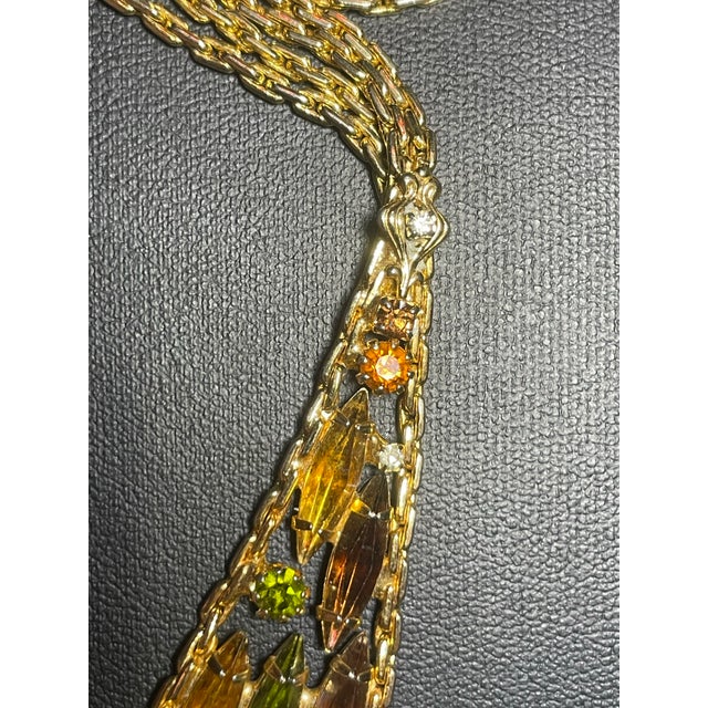 Mid-Century Modern MCM Jewelry by Alice Caviness Modernist Statement Necklace Autumnal Palette of Topaz, Olivine, and Amber. For Sale - Image 3 of 7