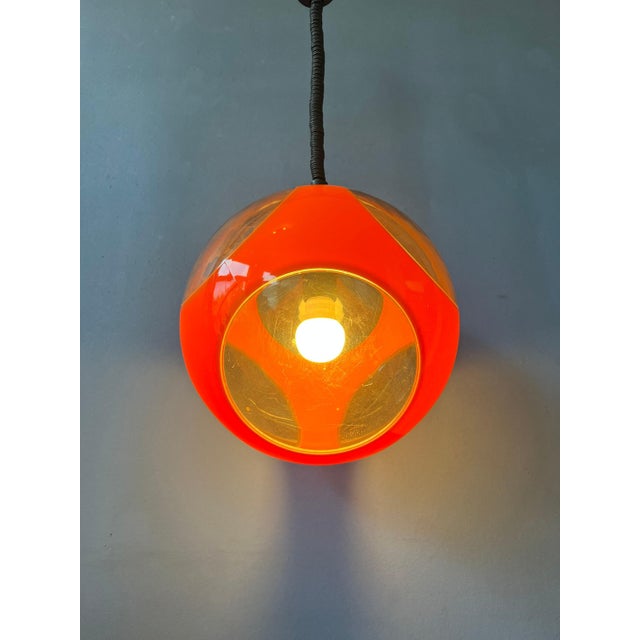 Luigi Colani Mid-Century Space Age Orange Bug Eye Pendant Lamp by Luigi Colani, 1970s For Sale - Image 4 of 11