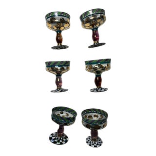 1990s MacKenzie-Childs Champagne Glasses - Set of 6 For Sale