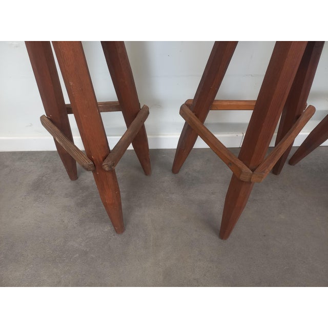 Brutalist Wood Stools, 1950s, Set of 4 For Sale - Image 16 of 18
