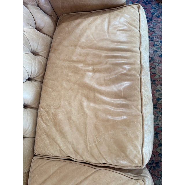 1990s Tufted Tan Leather Chesterfield Sofa For Sale - Image 10 of 10