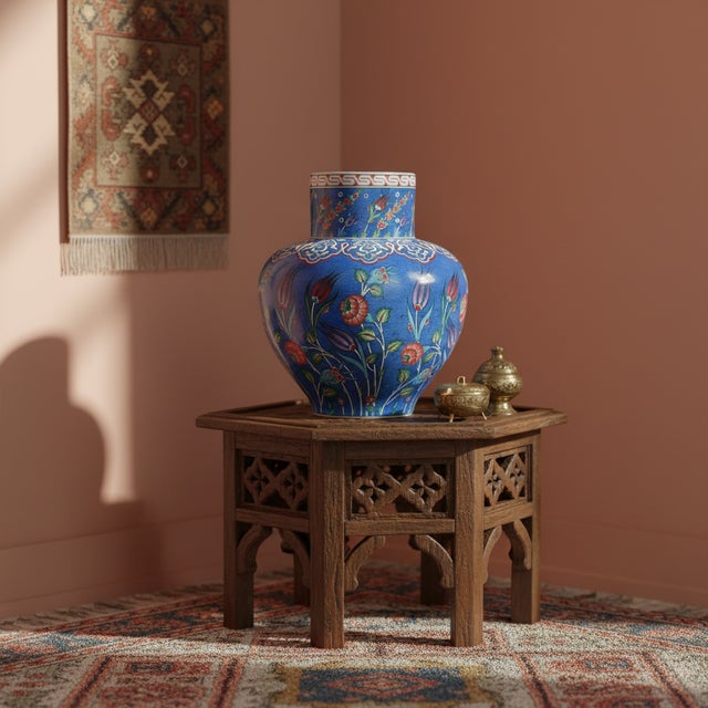 The Midnight Garden This 50cm Handmade Ceramic Iznik Vase is a masterpiece that commands respect. With a price of $749, it...