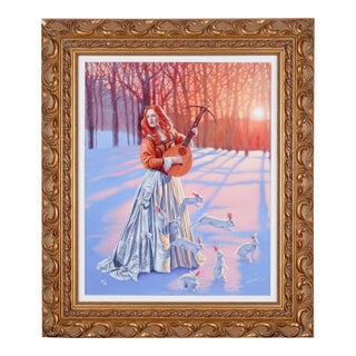 2016 Michael Cheval "Love Hunter Ii" Artist Hand Signed & Numbered Limited Edition 344/450 Framed & Matted Color Dye Sublimation on Aluminum For Sale