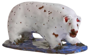 Polar Bear Sculpture in Glazed Clay, 1920s
