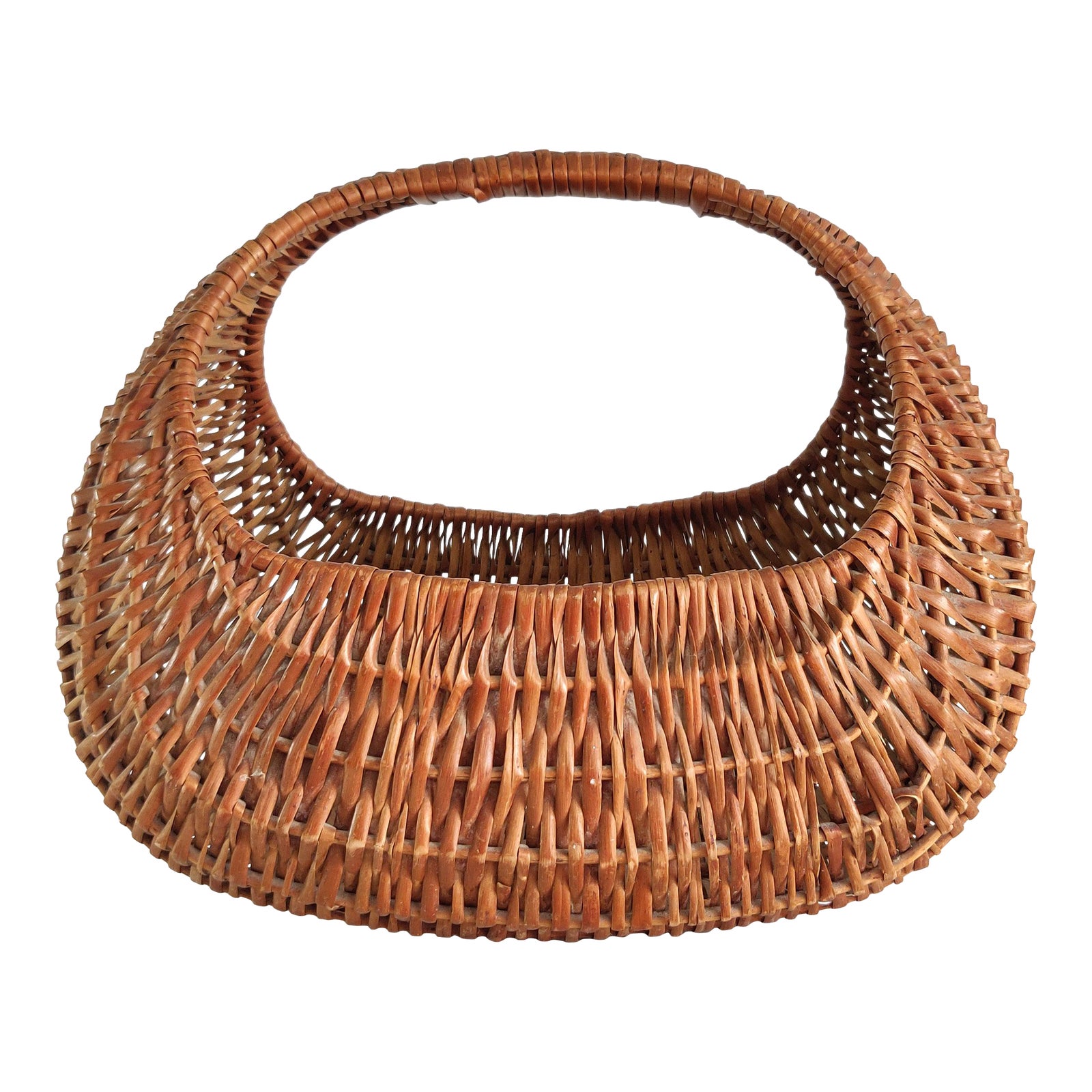 20th Century Rustic Hand Woven Gondola Basket Chairish