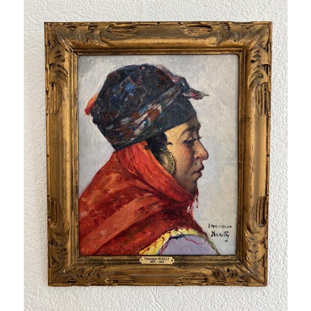 Francisque Noailly, Lady, Oil on Canvas & Cardboard, Framed For Sale - Image 13 of 13