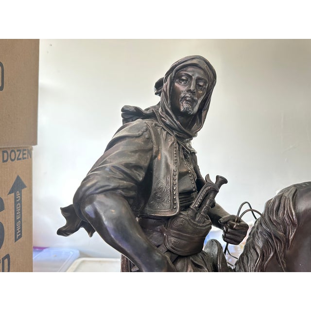 Impressive 29 inch bronze "Cavalier Arabe" (Arab Horseman) sculpture after the renowned French sculptor Antoine-Louis...