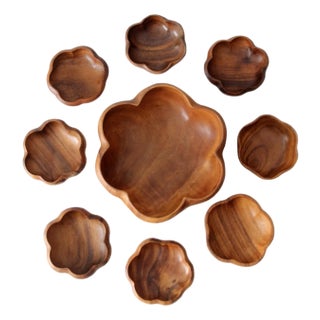 Mid 20th Century Mid-Century Modern Wooden Serving Bowl Set - 9 Piece For Sale