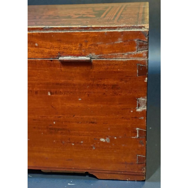 Early 19th-Century, Southern German/Alpine, Painted Locking Document Chest With Bell-Lock & Interior Lid Compartments For Sale - Image 9 of 14