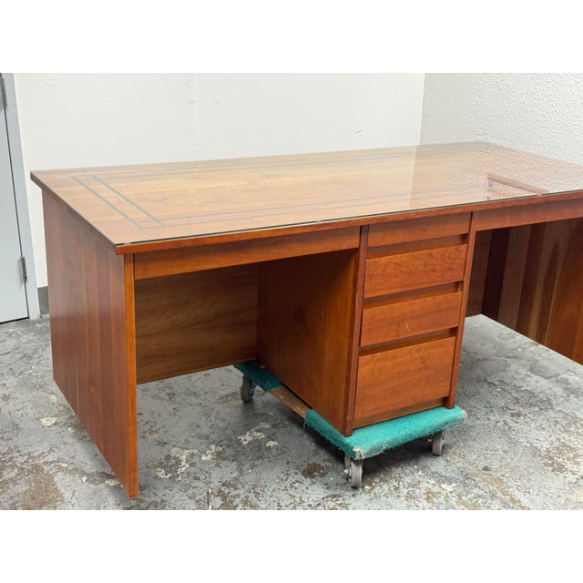 Mid-Century Modern Style Walnut Executive Desk For Sale - Image 9 of 12