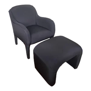 1980s Post Modern Sculptural Armchair & Waterfall Upholstered Bench, Style of Karl Springer