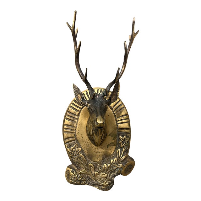 Brass Deer Wall Hook – Rustic Animal Head Hanger For Sale