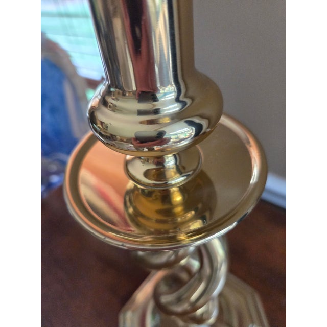 Vintage Solid Brass Barley Twist Lamps For Sale - Image 9 of 9