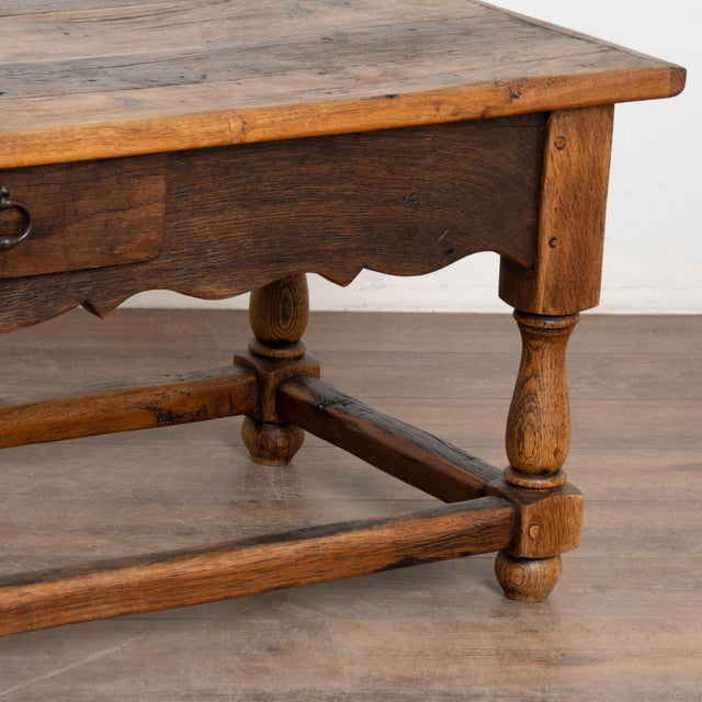 20th Century French Oak Coffee Table With Drawer For Sale - Image 11 of 12