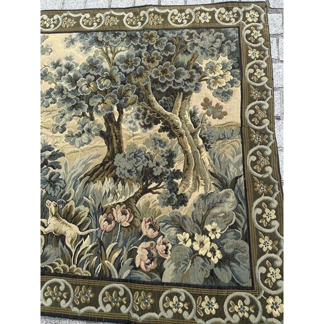 Beautiful mid-20th-century French tapestry woven on Jacquard looms with wool, and cotton . .The "verdure" genre was very...