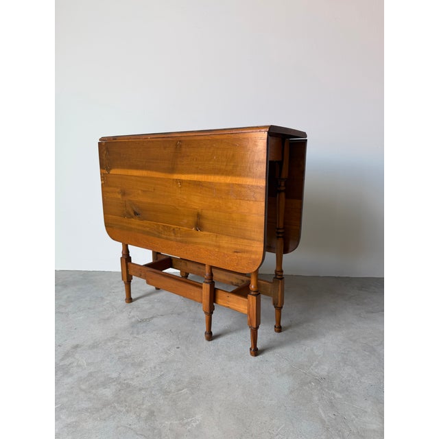 Amber Vintage American Solid Cherry Wood Drop-Leaf Breakfast Dining Table For Sale - Image 8 of 11