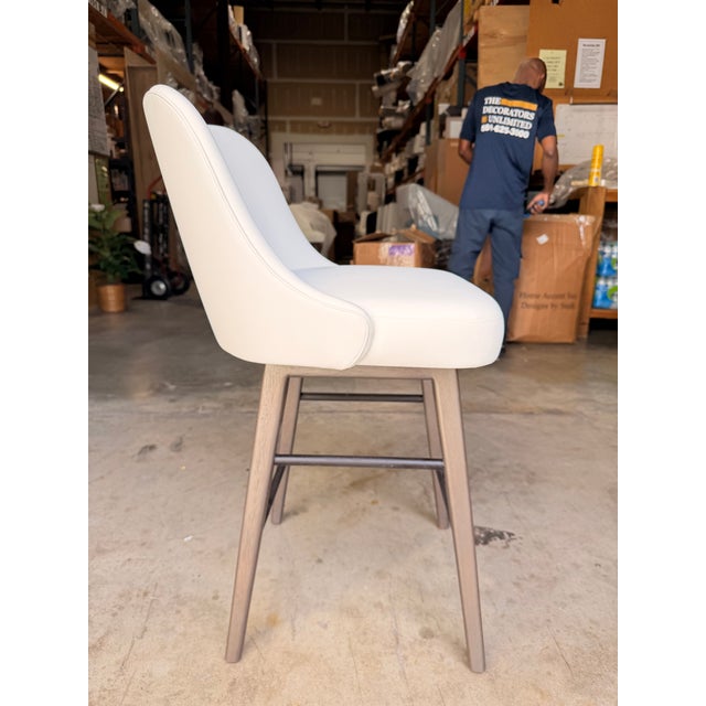 Contemporary Adriana Hoyos White Leather Swivel Counter Stool For Sale - Image 3 of 7