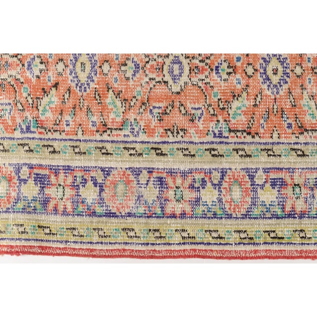 Orange Geometric Vintage Oushak Area Rug For Sale - Image 8 of 10