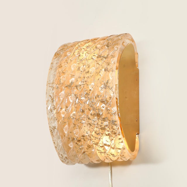 Pair of Modernist Hand-Blown Murano Braided Motif Glass Sconces W/ 24 Karat Gold For Sale - Image 16 of 18