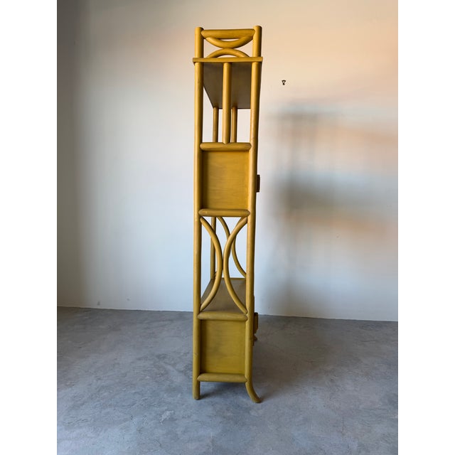Vintage Mustard Yellow Bent Rattan Bookcase Cabinet For Sale In Miami - Image 6 of 12