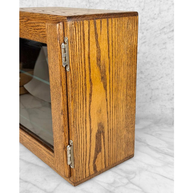 Antique Traditional Oak Doctor’s Apothecary Glass Front Cabinet For Sale - Image 9 of 12