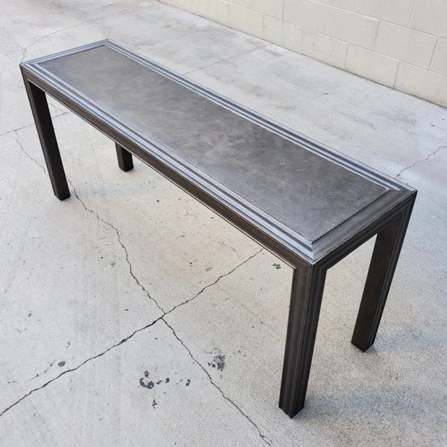 Wood 1980s Wood Parsons-Style Console Table Painted Dark Pewter For Sale - Image 7 of 12