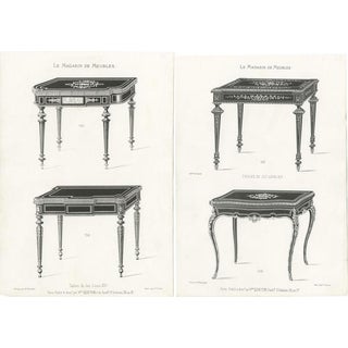 Victor Quetion, Game Tables, 1860, Paper, Set of 2 For Sale