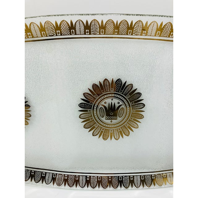 This mid century glass tray with gold accents is signed George Briard. Absolutely mint condition George Briard (Jacub...