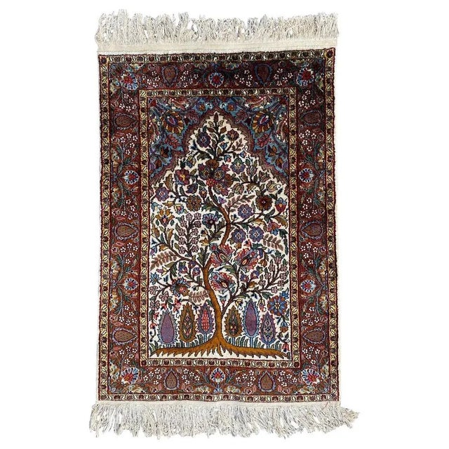 Small Vintage Indian Fine Silk Rug For Sale - Image 18 of 18