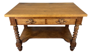 Antique French Style Oak Console Table with Drawers